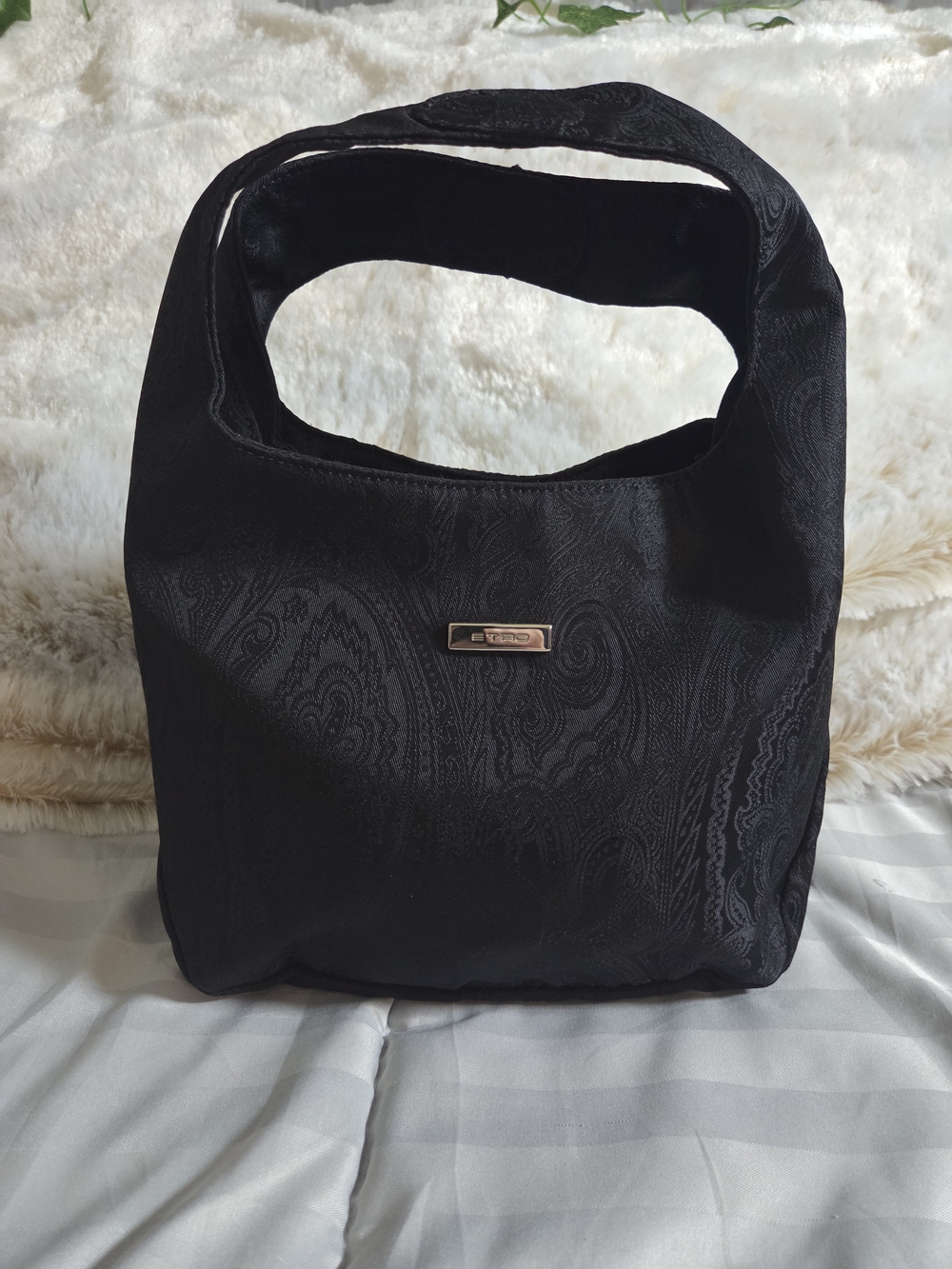Etro Black Paisley Jacquard Hobo Handbag